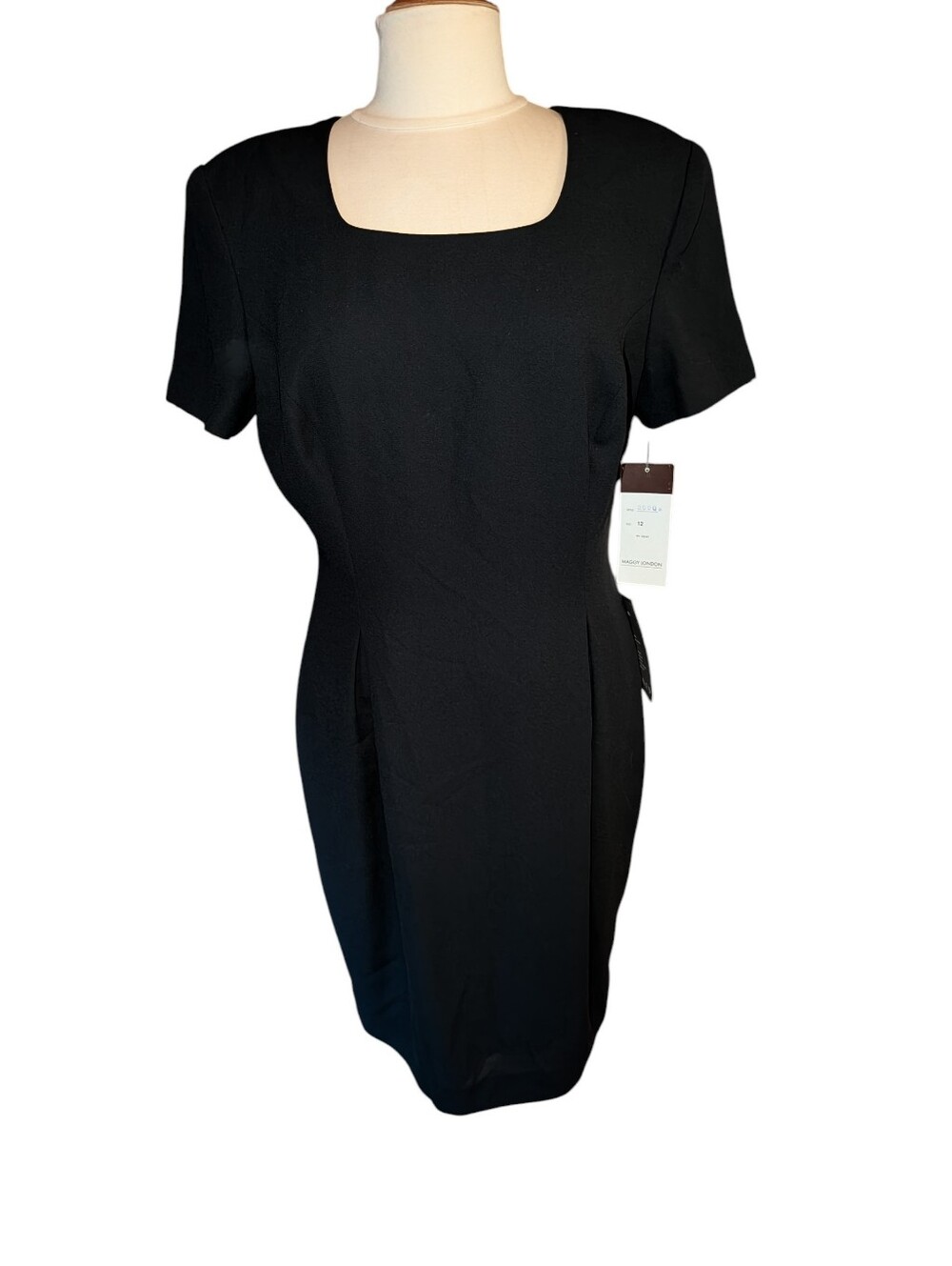 Maggy London Vintage Black Short Sleeve Dress From Filenes Square Neck NWT